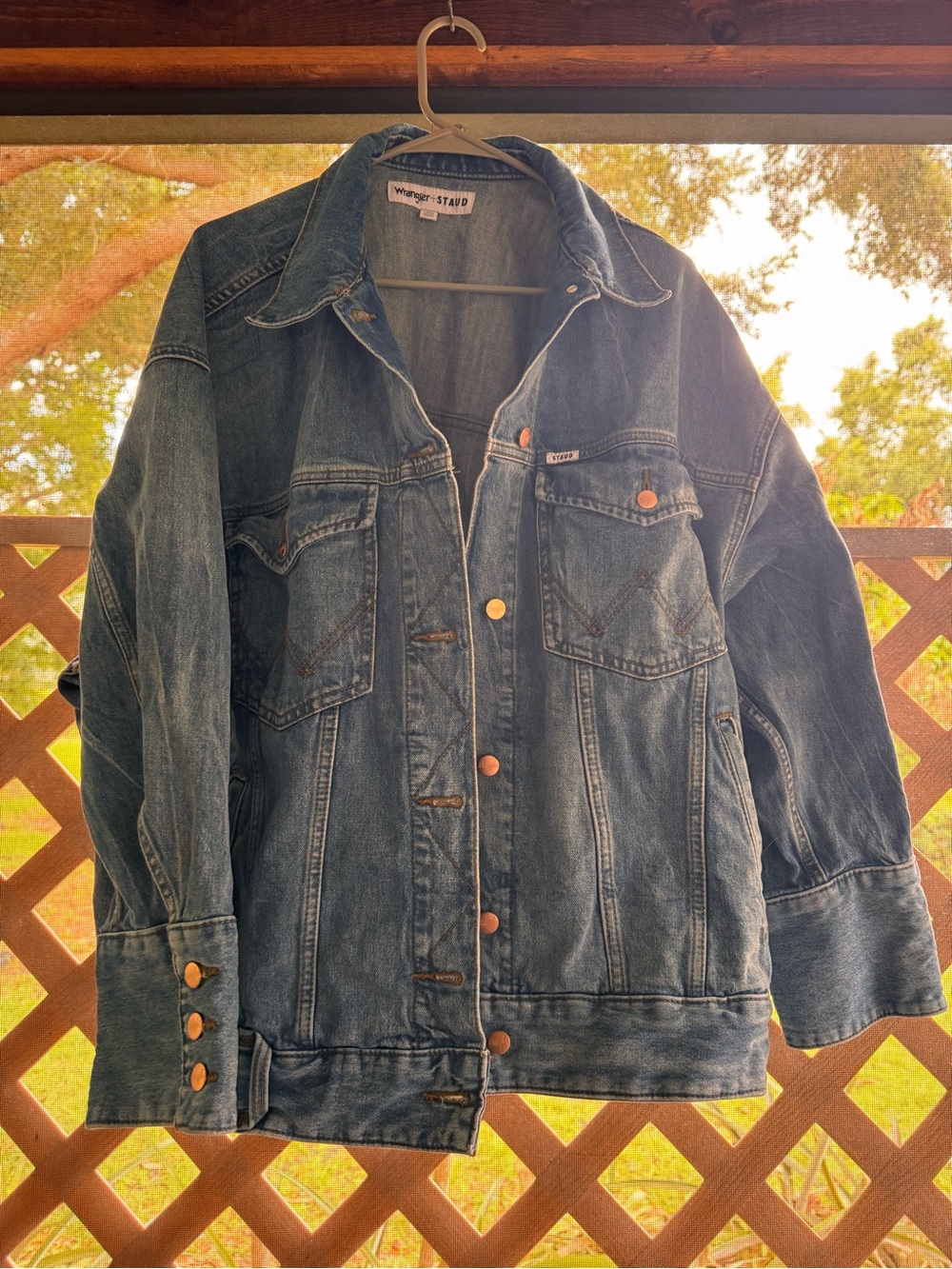 Wrangler x Staud The Biggest Jean Jacket Oversized Denim Size L/XL Trucker